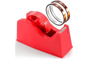 OFFNOVA Heat Tape Dispenser and Tapes Kit for Sublimation, a Desktop Holder and 2 Rolls 33m x 10mm Heat Resistant Tape for Cricut and More (Red)