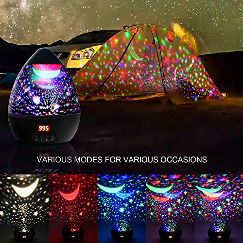 Star Sky Night Light, 360-Degree Rotating Star Projector, LBell Newest 8 Light Colors Romantic Room Cosmos Lamp with LED Timer Auto-Shut Desk Lamp for Kids Baby Bedroom, Christmas Gift(Black)