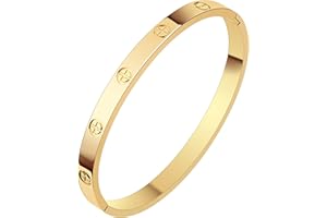 LUCSIS 18K Gold Bangle Bracelets for Women, Stainless Steel Bracelets18K Real Gold Plated with Love 5A Cubic Zirconia, Friendship Love Bracelets Jewelry gifts for women