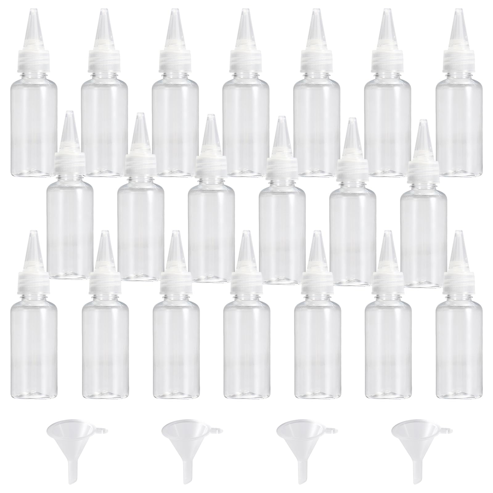 Skibetfo 60ml Clear Squeezy Bottles with Nozzles and Funnel for Sauces, Condiments, Liquids, DIY Crafts and Art Painting