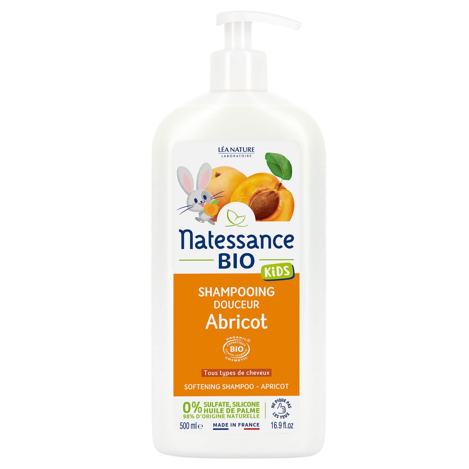 Natessance Naturel Kids Care Apricot Shower Gel and Shampoo, 500 ml