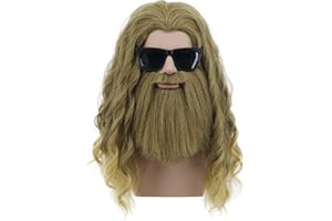 VGbeaty Adult Men Long Curly Gold Brown Mustache Wig for Halloween Cosplay & Anime Costume Party