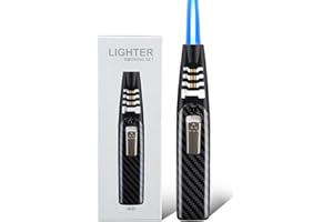 PIMAD Fire Blaze Lighter, Fireblaze Electric Lighter,Powerful Firepower Adjustable Dual-Arc Torch Lighter (Black,Carbon Fiber)