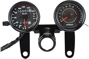 DAUERHAFT Universal Motorcycle Odometer Speedometer, Digital LED Odometer and Tachometer, Retro Modified Instrument Accessory for Car Tractors Trucks Motorcycles Boats Yachts