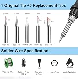 Preciva 60W Soldering Station LCD Display 90-480C 5 Tips Solder Wire Sponge view 5