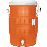 5 Gallon Orange Heavy-Duty Insulated Beverage Cooler, 18.9L Large Capacity Drink Dispenser With Drip-Proof Spigot &amp; Secure Lid, Keeps Ice Cold Up To 3 Days For Sports, Jobsite, Outdoor Camping