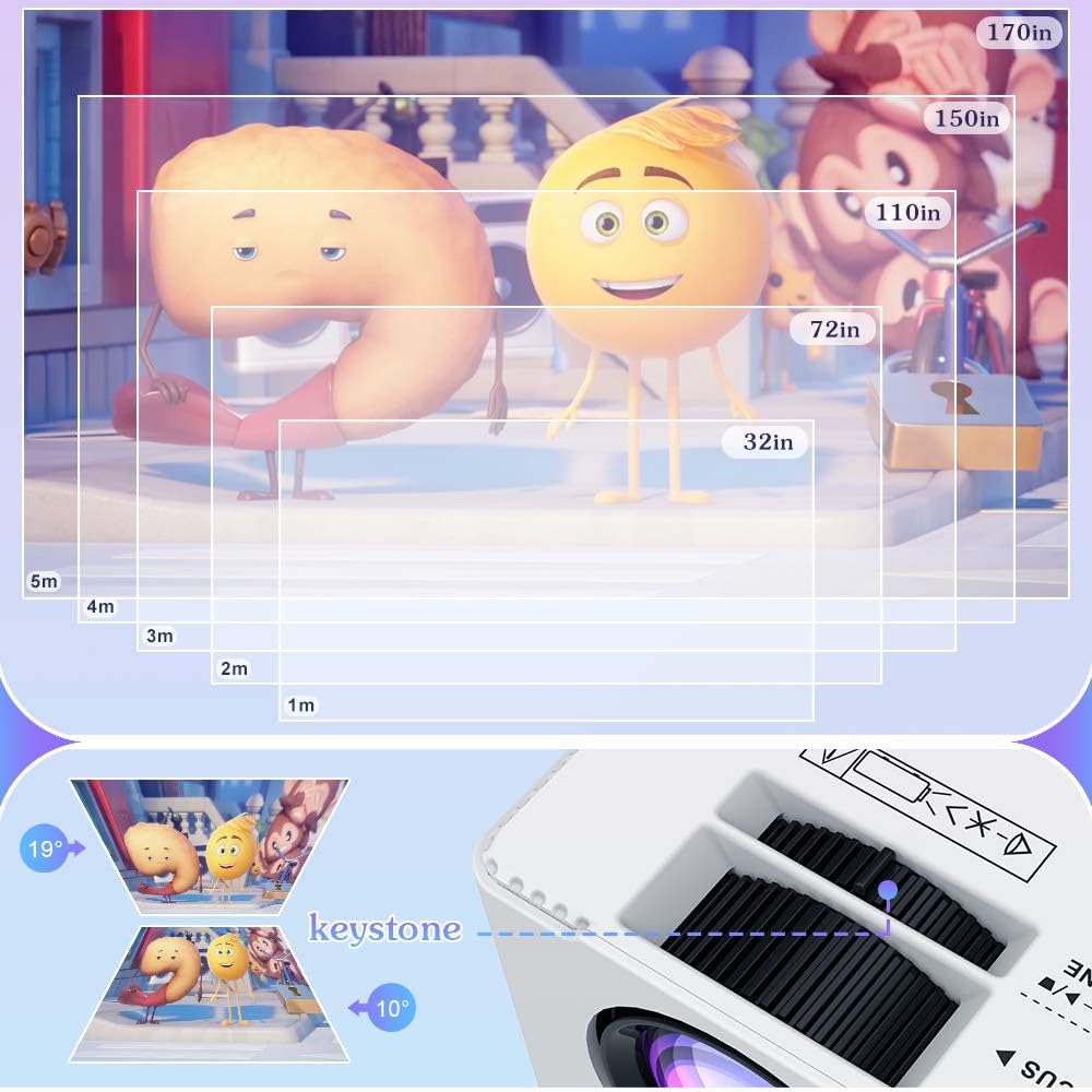QKK 5000Lumens Mini Projector for Outdoor Movies [Tripod Included] 200" Display Full HD 1080P Supported Portable Outdoor Movie Projector, Compatible with TV Stick, PS4, HDMI, AV, Dual USB: Electronics
