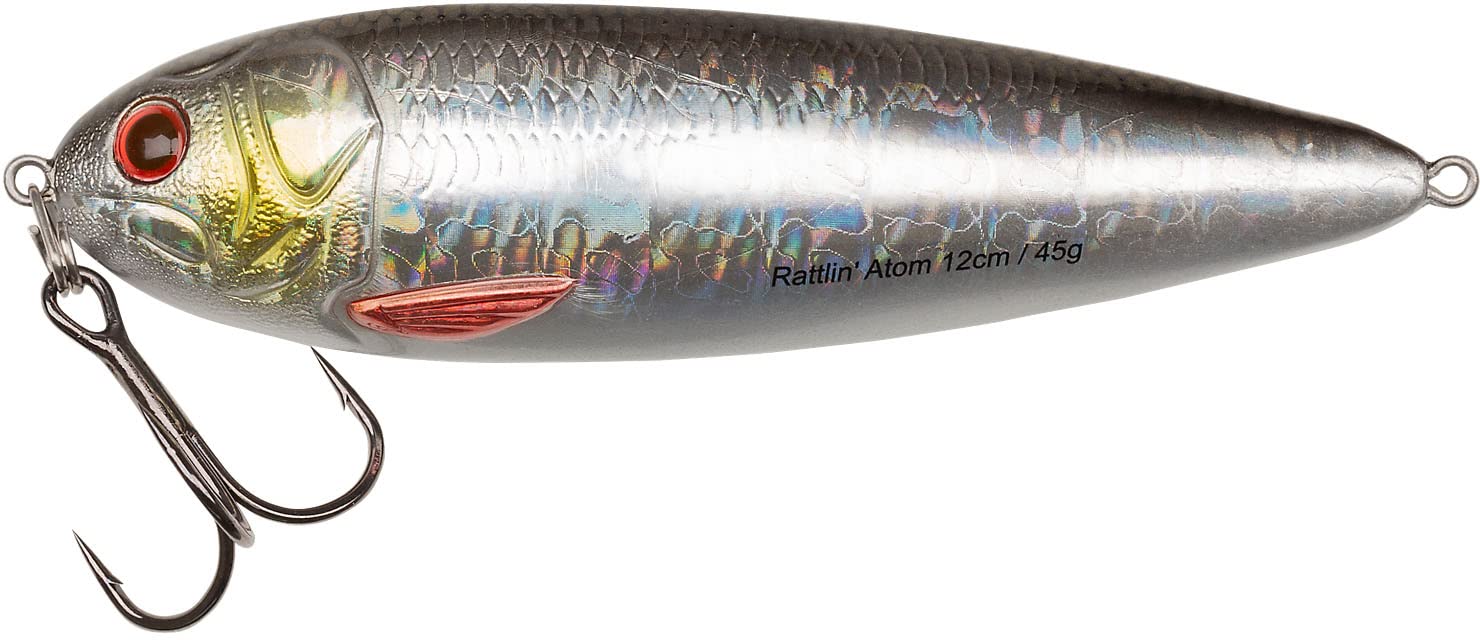 Abu Garcia Rattlin' Atom Hard Bait Fishing Lure - Extra Loud Rattle & Sharp Treble Hook, Silver Roach