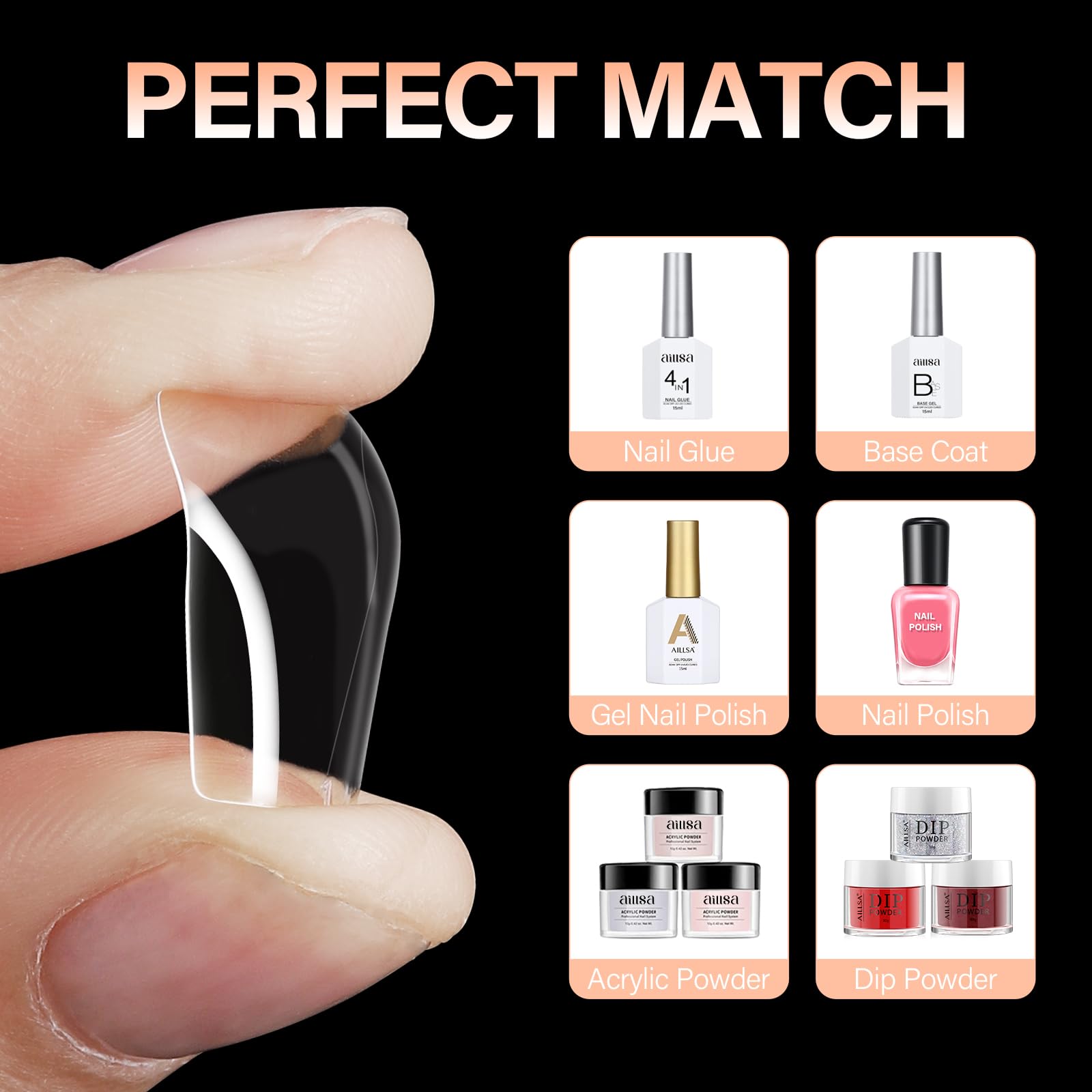 AILLSA Short Square Nails Clear Gel Nail Tips False Full Cover Soft Nails Tips for DIY Home Salon Gift, Preshaped Gelly Press on Fake Nail Tip for Nail Extension 216PCS 12 Sizes - Image 6