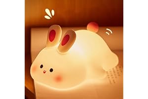 YR YRHH-PET Squishy Bunny Night Light, Cute Easter Rabbit, Bunny Lamp, Led Big Face Rabbit Decor, Novelty Gifts, Dimmable Rechargeable Light up Bunnies, Nursery Room College Dorm Touch Nightlight