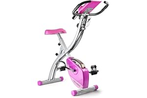 TECHMOO Folding Exercise Bike Portable Upright Adjustable Backrest Cycling Recumbent Stationary Bike Slim Indoor Workout Fitness Cardio Foldable Exercise Bicycle Machine with Pulse Sensor LCD Monitor Arm Resistance Bands