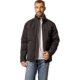 Kimes Ranch Colt Men&rsquo;s Quilted Puffer Jacket, Western Yoke, Color-Blocked Design with Leather Patch