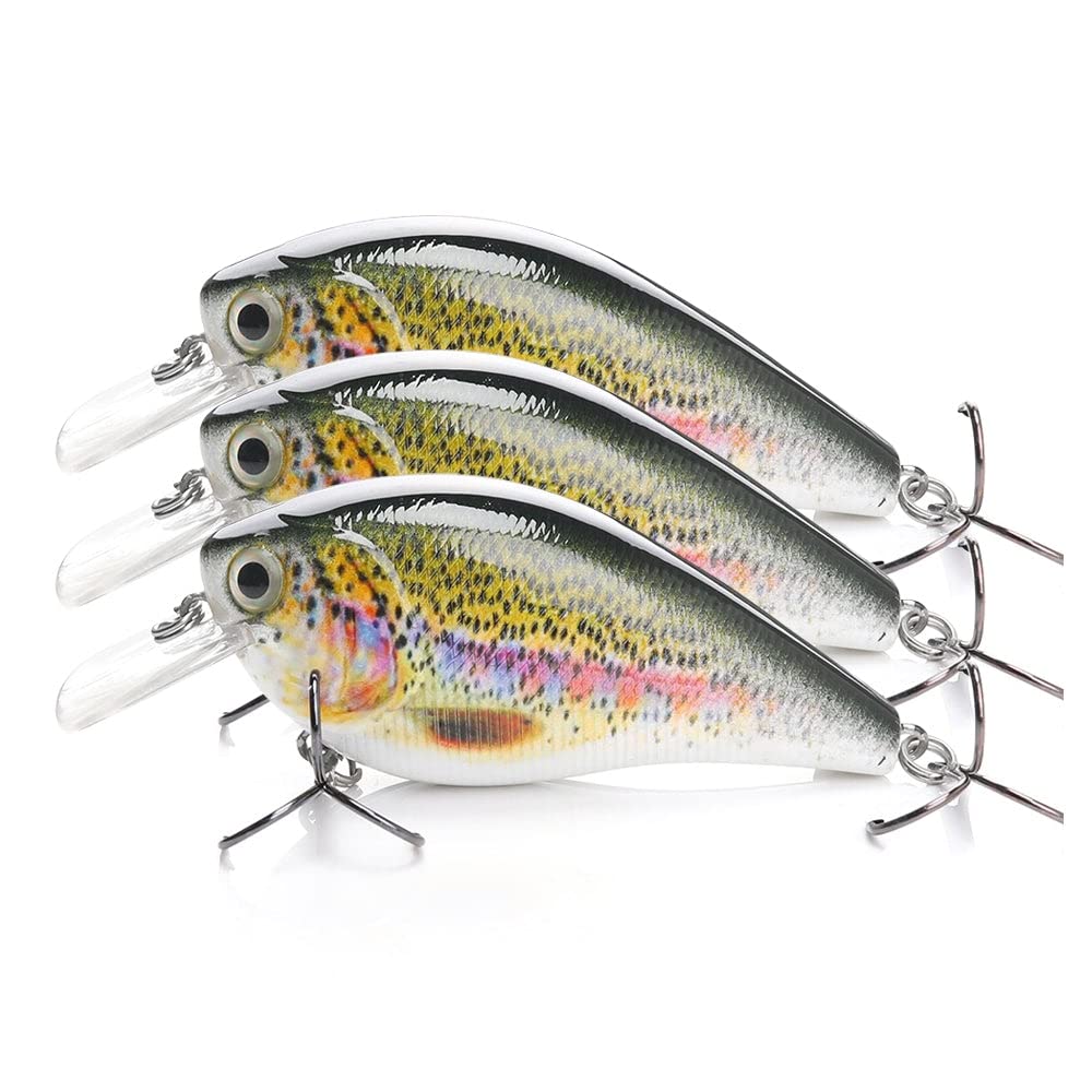 Floating Crankbait Lures Lifelike Artificial - Large Rainbow Trout Crankbait - Hard Wearing Sharp Treble Hooks - Realistic Durable Fish Scale Patterns - Predator & Pike Fishing Bait