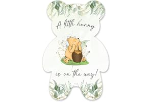 brayqu Winnie the Pooh Baby Shower Invitations a Little Hunny Is on the Way Pooh Bear Baby Shower Party Bear Shaped Invitations Fill-in Invites (20 Invitations with Envelopes)