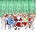 4 Pack Foil Curtains Metallic Fringe Curtains Shimmer Curtain for Birthday Wedding Disco Party Decorations(Green)