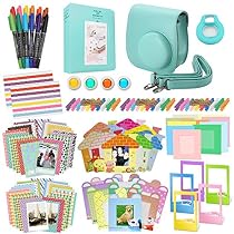 Xpix Accessory Kit for Fujifilm Instax Mini 8 & 8+ and 9 includes, (Green) Case, Album, selfie mirror, colored close up Lenses, 40 film frames, 12 color markers & Complete Bundle