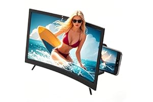 HOLLAMILE Screen Magnifier for Cell Phone, Curved Magnifying HD 3D Phone Screen Amplifier Phone Stand with Screen Enlarger Compatible with All Smartphones for Movies Videos (12 inch)