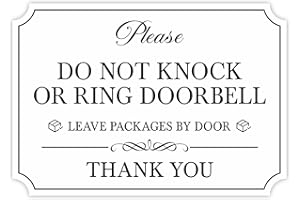 LUHIMO Do Not Knock or Ring Doorbell Sign Sticker, Self-Adhesive Waterproof Do Not Knock Sign for Front Door, No Soliciting Decals for Doorbell, House Door, Home, Business
