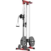 Versatile Wall Mounted Dual Pulley Cable Machine &ndash; 20-Position Adjustable LAT Pulldown &amp; Low Row, 400lbs Capacity, Full Body Strength Training Equipment for Home Gym, Includes LAT Bar,