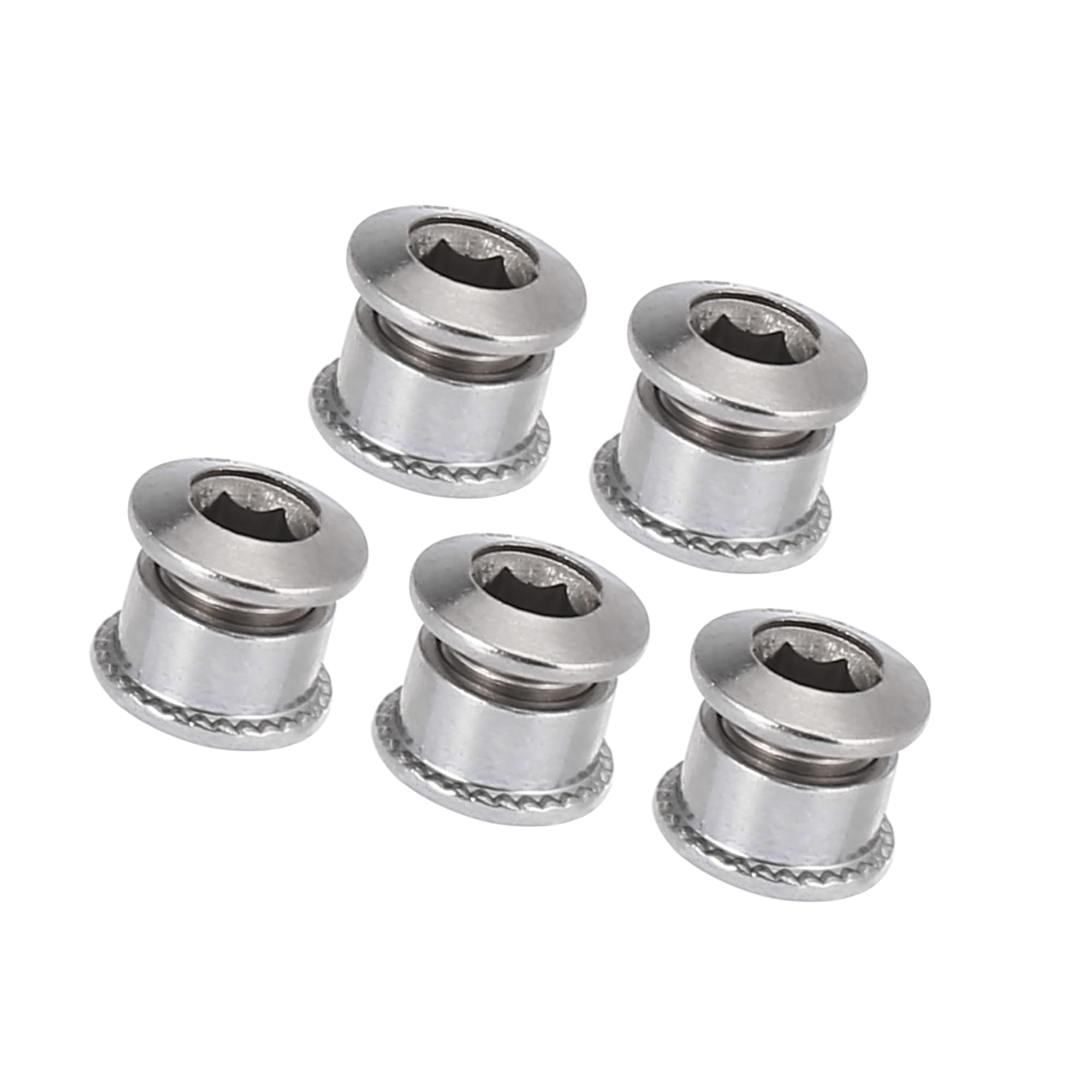 Hihaha Silver Tone Chainring Nuts Road Bike Bicycle Chain Ring Bolts /5pcs