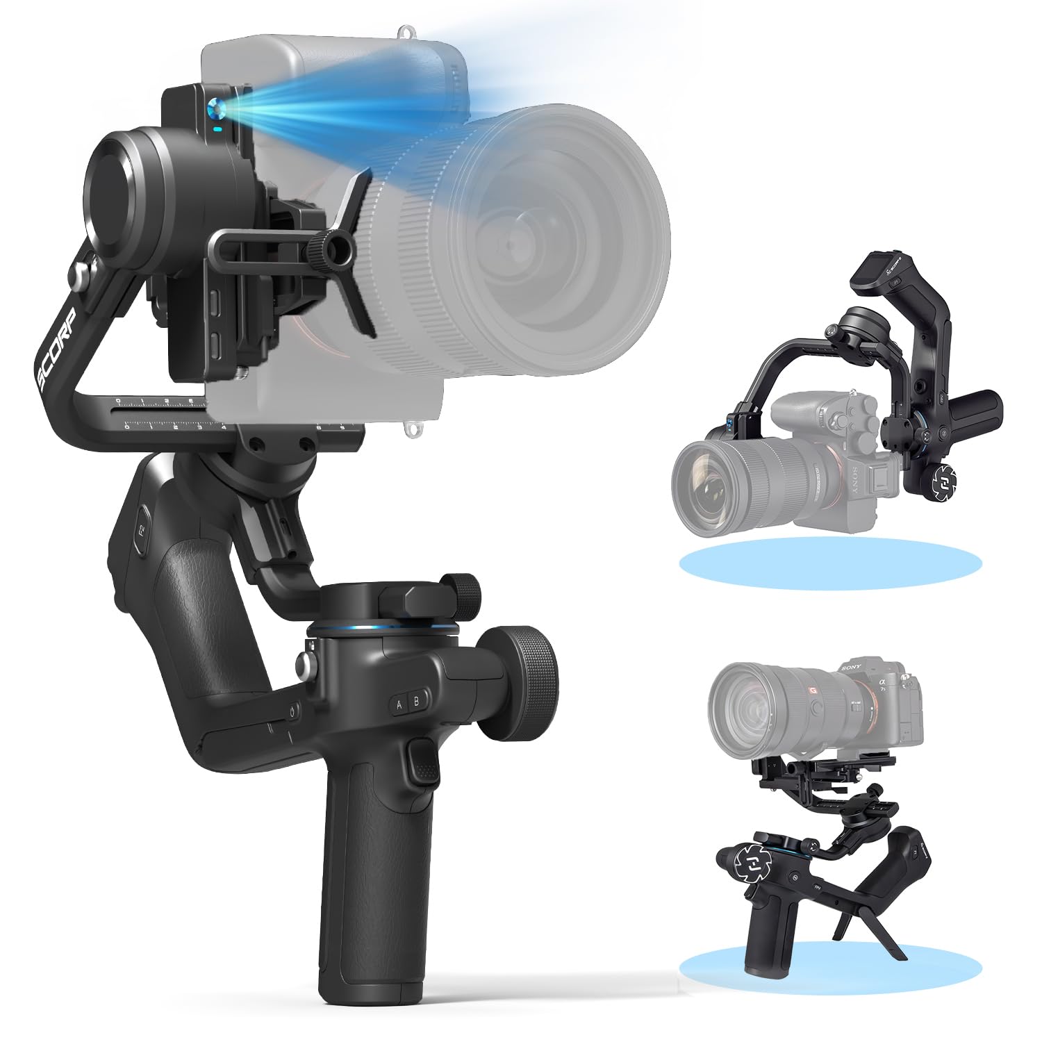 Photo 1 of FeiyuTech Official SCORP 2 Gimbal Stabilizer for Camera,3-Axis Gimbal Stabilizer for Canon/Sony/Panasonic/Nikon/Fujifilm,5.51lb Payload,Built-in AI Tracking Module,Bluetooth/Cable Control