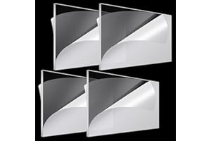 Roowest 4 Pcs 24 x 48 Inch, 1/8 Inch Thick Clear Acrylic Plexiglass Sheets Transparent Plastic Panels Sheets Cut to Size Cast Acrylic Board Panel with Protective Film for Craft DIY Project Sign Frame