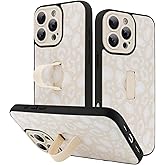 KANGHAR for iPhone 16 Pro Case White Leopard Print Pattern Cute Cheetah Wristband Stand Phone Cover for Women Girls Men Shockproof Slim Protective Cover for iPhone 16 Pro 6.1 Inch