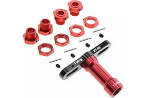YOYOHOBBY 17mm Wheel Hex and Wheel Nut Alum with 17mm Hex Wheel Wrench Sleeve for ARRMA Typhon 6S Infraction 6S Mojave Felony Limitless Upgrades Parts (Red)