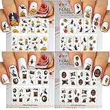 Halloween Nail Art Water Slide Tattoo Stickers Decals Fun and Scary - Pack of 4