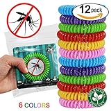Mosquito Repellent Bracelets - 12 pack, DEET Free, 100% Natural Insect Repeller, No Spray Pest Control Safe For Babies, Kids, Adults. Perfect for Outdoor and Indoor. Waterproof, Multicolors