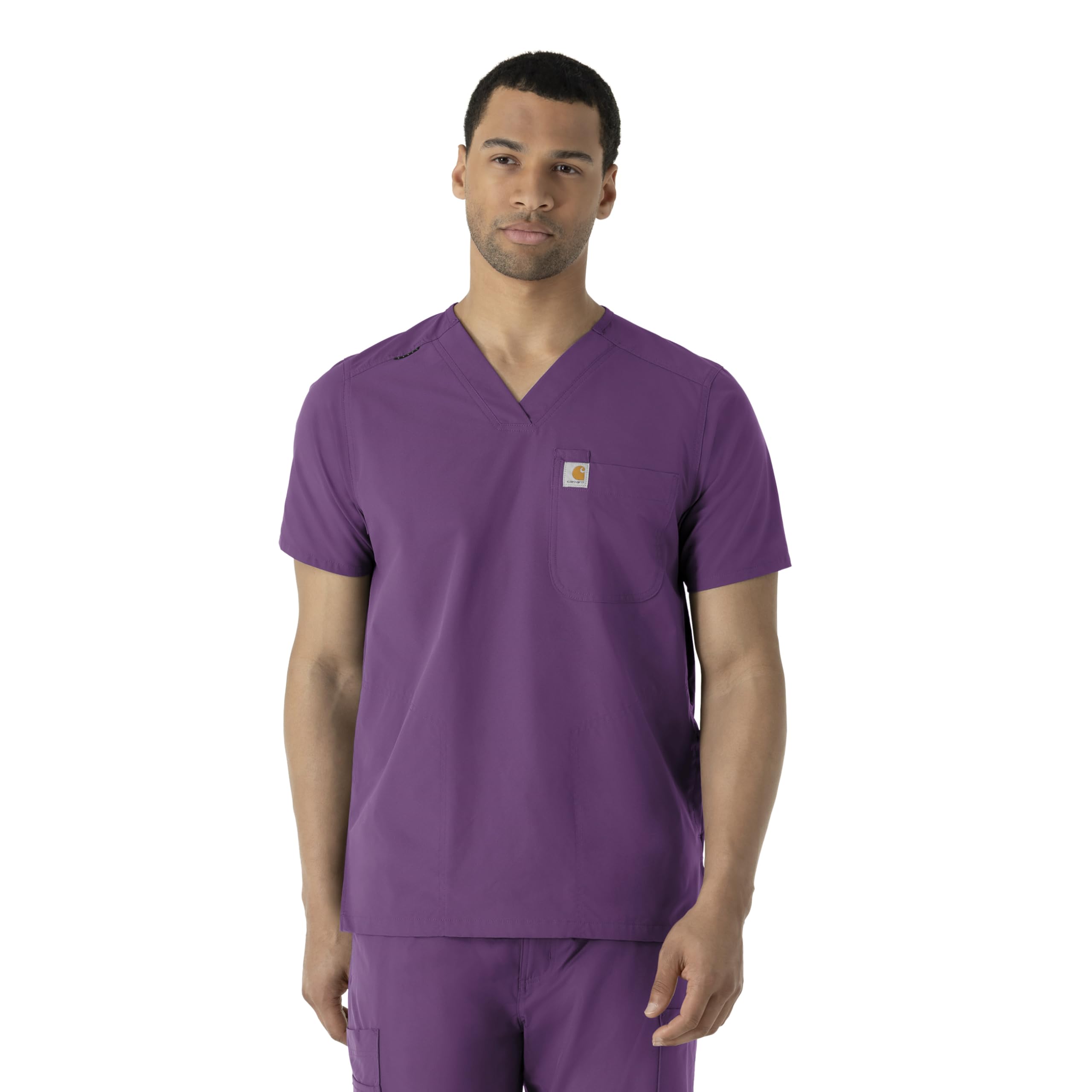 Carhartt Men's V-Neck Shirttail Scrub Top - Eggplant, XL Image