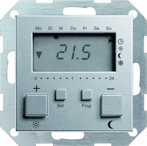 GIRA 237026 Room Temperature Thermostat 230 V with Clock System 55 Aluminium