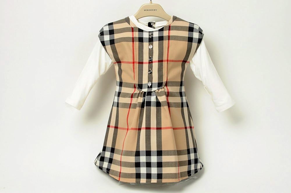 Amazon Burberry バーバリー Burberry Children レイヤードワンピース バーバリーチェック ホワイト 子供服 ベビー キッズ 9m 74cm 並行輸入品 ワンピース チュニック 通販