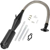 FVRITO Stainless Steel Flexible Exhaust Muffler Pipe Silencer Gasket for 2 Stroke 49cc 60cc 66cc 80cc 100cc Engine Gas Motorized Bicycle Motor Bike Black