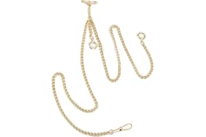 SIBOSUN Pocket Watch Chain Vest Chain with T-Bar for Vest Silver Watch Chain Link