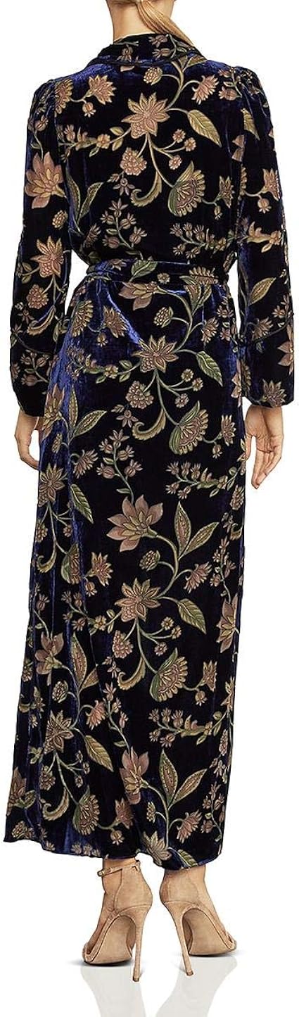 bcbg floral velvet burnout wrap dress