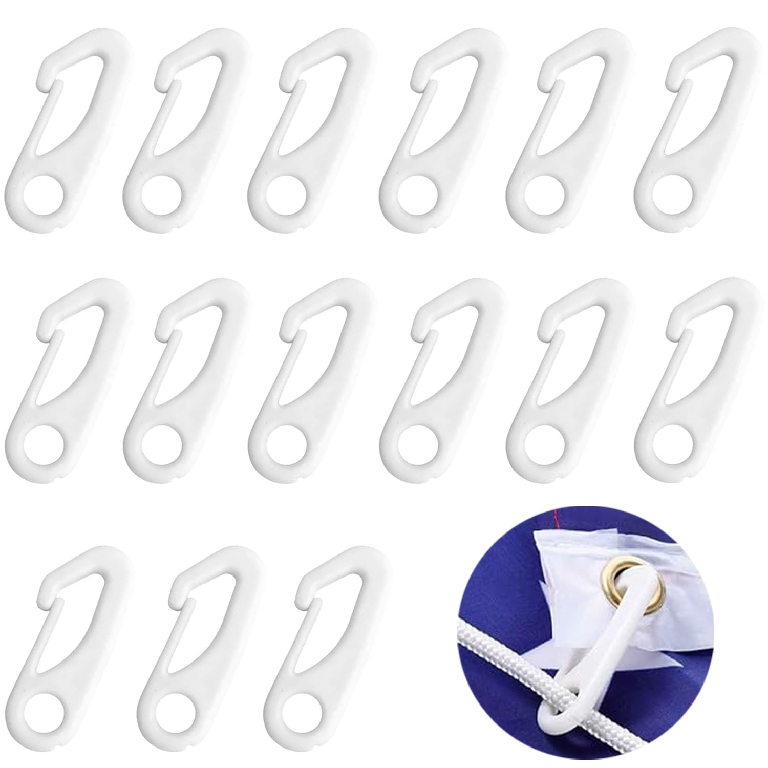 RXKFIGX 15 Pcs Flag Pole Clip, Wind Flag Pole Snap Hooks Flag Clips Flag Nylon Rope Accessory Garden Flag Clips Anti Wind Flag Hooks Rings Kit for Connect Fixed Flags and Ropes