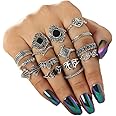 CSIYAN 9-15 Pieces Stackable Knuckle Ring Set Boho Vintage Crystal Stacking Midi Finger Rings for Women