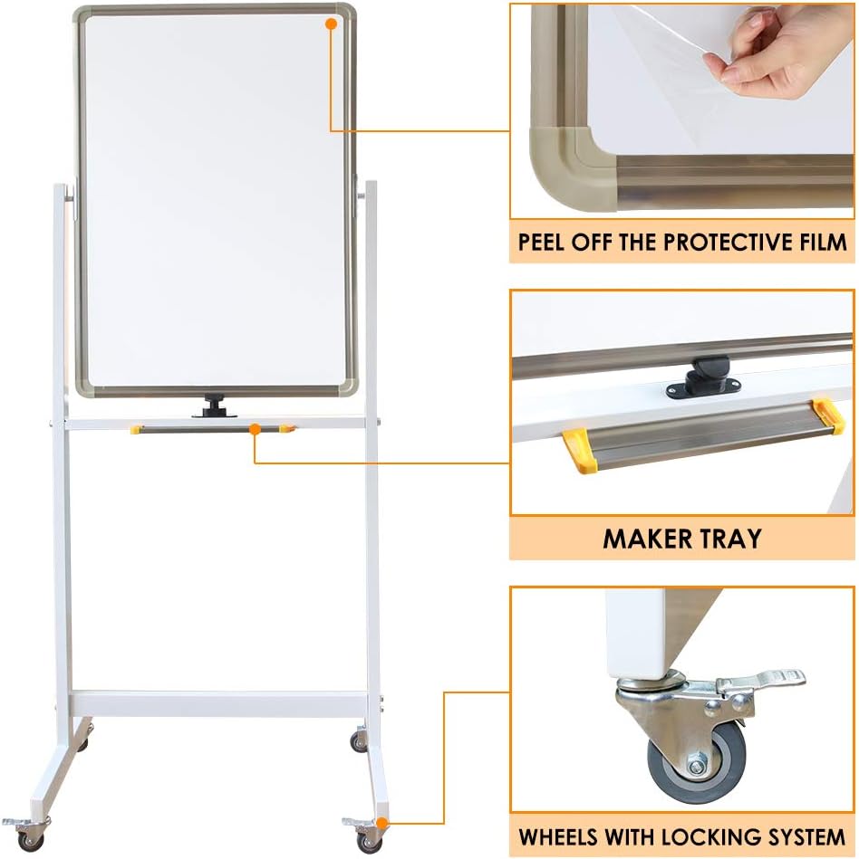 Double-Sided Rolling Whiteboard/w Height Adjustable,Mifuro