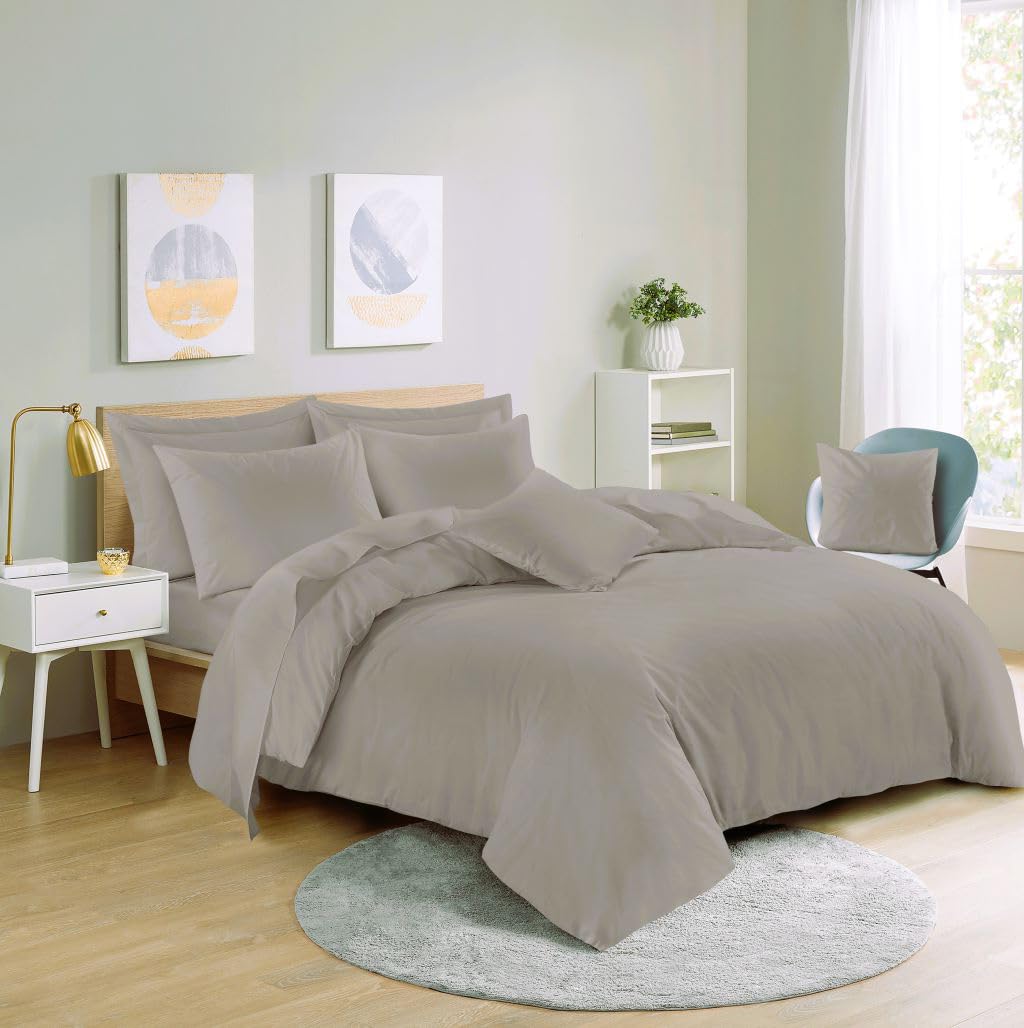 Dazzle Collection® Plain Dyed DUVET COVER SET with Matching Pillowcases Luxury 100% PolyCotton Bedroom Bedding Bed Set Easy Care UK Sizes Bedding Set (Single, Silver)