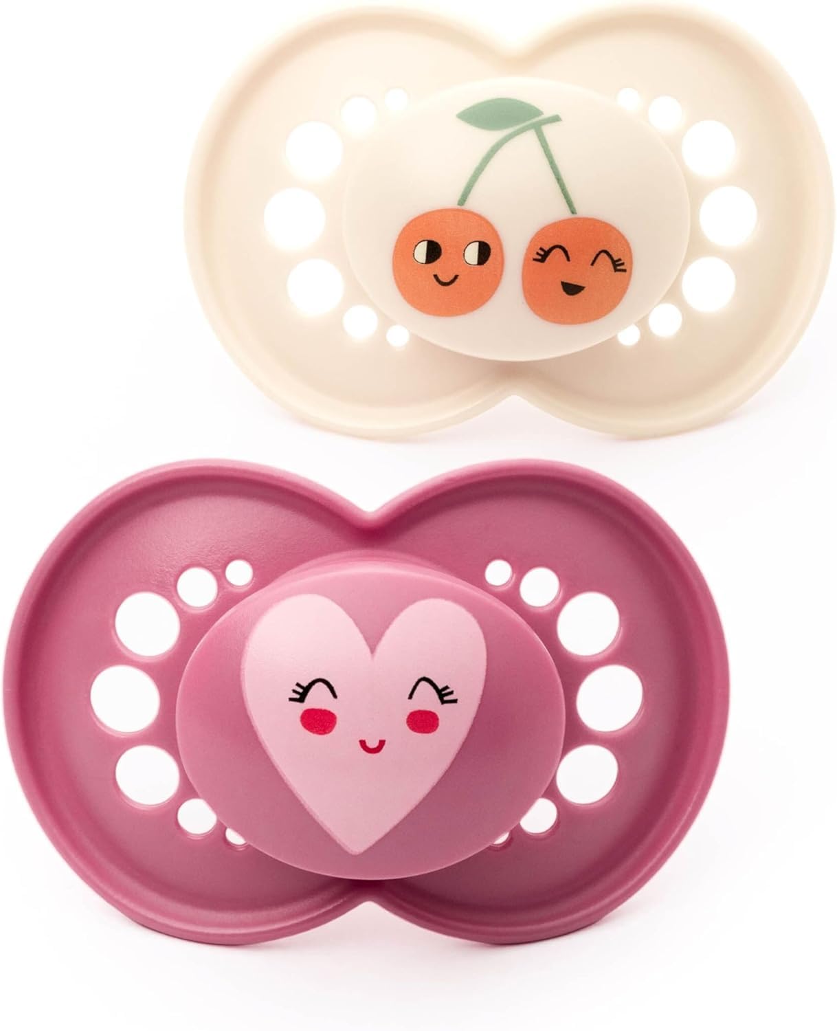 MAM Original Soothers | 6-18 Months | 2 Pack | Comes in Dummy Steriliser Case | Orthodontic Design | Sustainable Materials | Baby Accessories | Pink/Cream (Various Designs)