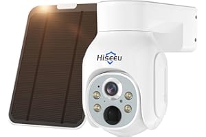 Hiseeu Solar Security Camera Outdoor, 4MP Wireless Battery Camera, PTZ 360° View, PIR Motion Detection, Color Night Vision, I