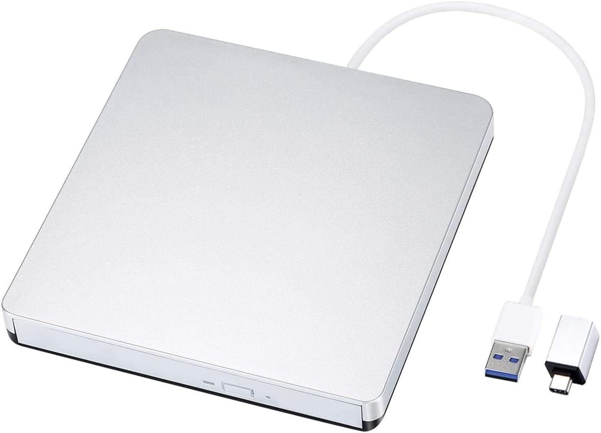 [Updated Version] Patuoxun External DVD CD Drive with USB 3.0 and Type-C Interface, Portable CD-RW/DVD-RW Burner and Reader, Compatible with Windows, Laptop, Mac, Macbook Air/Pro, Apple, iMac, PC