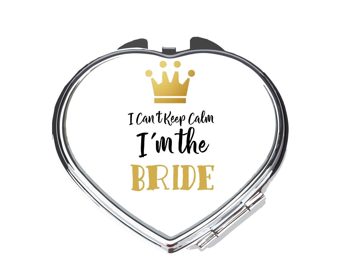 I Can’t Keep Calm I’m The Bride Personalised Wedding Statement [WED17] folding compact pocket mirror - silver heart shape
