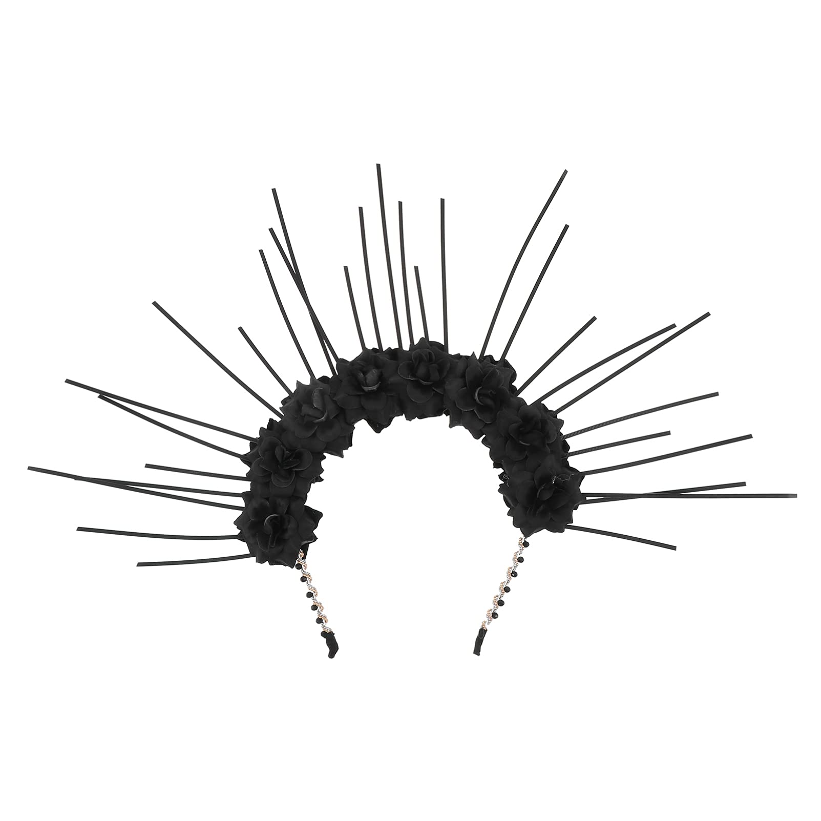 Halo Crown Halo Crown Headband Goddess Spiked Zip Tie Goddess Headpiece Halloween Costume Headpiece Headdress for Cosplay Weeding Party (Black)