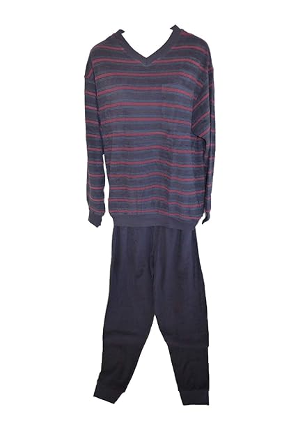 48 50 52 54 56 58 Herren Pyjama Schlafanzug Langarm Rot Blau Baumwolle Gr Clothing Shoes Accessories Sleepwear Robes
