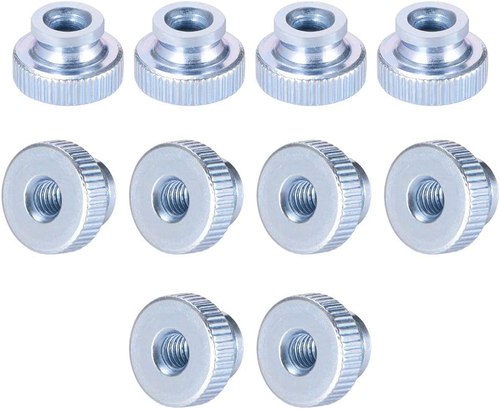 sourcing map Knurled Thumb Nuts, 10Pcs M4x0.7mm Iron Round Knobs Fastener for 3D Printer Parts, Silver