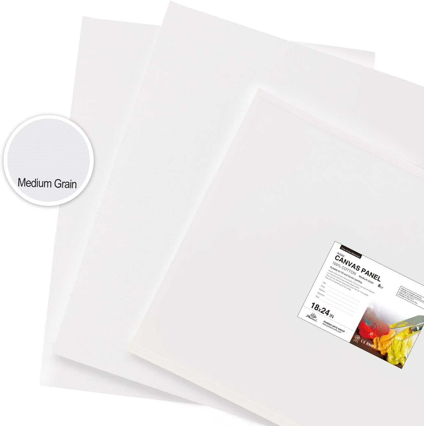 PHOENIX Artist Painting Canvas Panels - 18x24 Inch / 6 Pack - Triple Primed Cotton Canvas Boards for Oil & Acrylic Painting: Everything Else