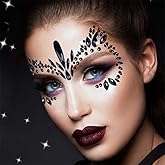Face Gems Jewels, Festival Face Jewels Tattoo Stickers,Face Gems Stick on, Body Gem Stones Temporary Face Tattoos for Festival,4-Pack, Black