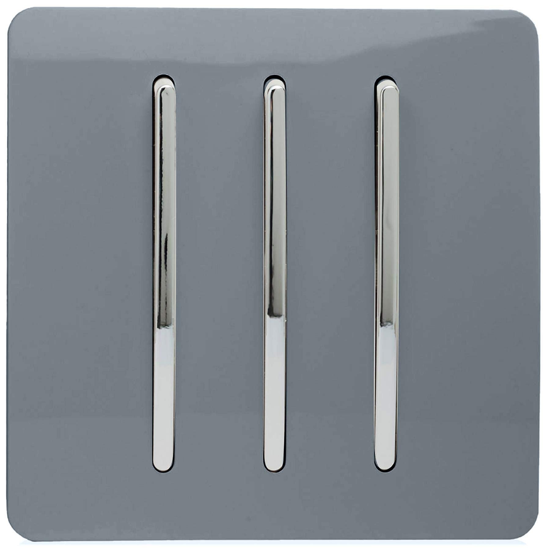 Trendi 3 Gang 1 Way Artistic Modern Glossy 10 Amp Rocker Tactile Light Switch